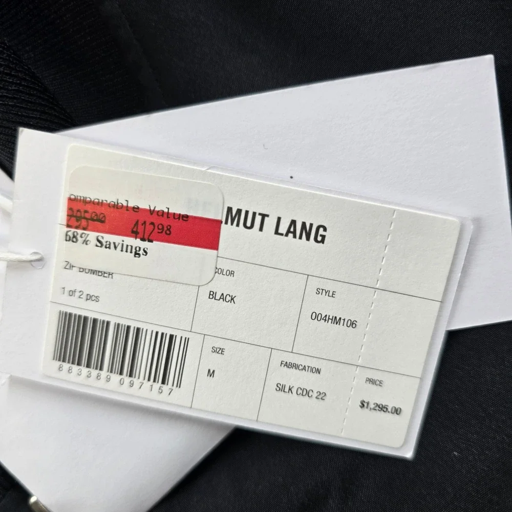 Helmut Lang Zip Bomber Jackets Mens Medium Black 2 In 1‎ Jacket Silk $1295 NEW